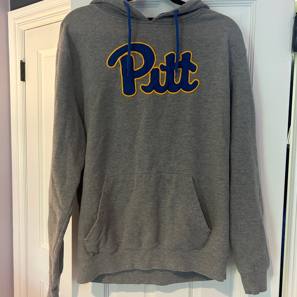 Gray Hoodie with Blue and Yellow Accents
